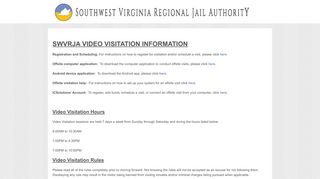 
                            1. Video Visitation – Southwest Virginia Regional Jail Authority - Vizvox Portal Swvrja