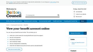 
                            5. View your benefit account online – Bolton Council - Bolton Council Tax Portal