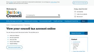 
                            1. View your council tax account online – Bolton Council - Bolton Council Tax Portal