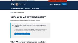 
View Your VA Payment History | Veterans Affairs  
