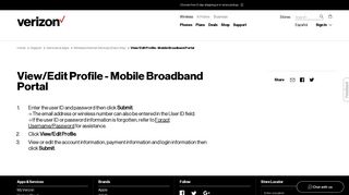 
                            3. View/Edit Profile - Mobile Broadband Portal | Verizon Wireless - Verizon Wireless Mobile Broadband Portal
