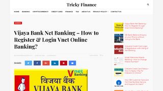 
Vijaya Bank Net Banking - How to Register & Login Vnet ...  
