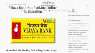 
Vijaya Bank Net Banking Online Registration - Gen Pros  
