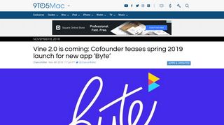 
Vine 2.0 is coming: Cofounder teases 'Byte' launch for 2019 ...  
