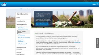 
Virtual Account Numbers - Citi® Card Benefits
