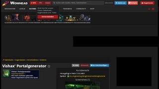 
                            1. Vishax' Portalgenerator - Gegenstand - World of Warcraft - Wowhead - Vishax Portal