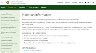 
                            5. Visitation Information - Visitation Information - CDCr - Sign In To Vpass