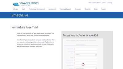 VmathLive - Free Trial  Voyager Sopris Learning
