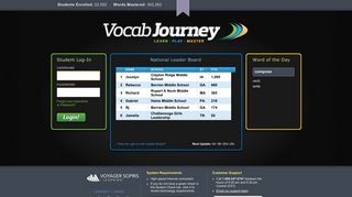 
                            6. VocabJourney (TM) - Welcome - Voyager Learning Student Portal