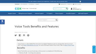 
                            5. Voice Tools Benefits and Features - Cox - Cox Phone Tools Portal Page