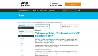 
                            4. Volkswagen Q&A – The Latest on the VW Emissions Action - Slater And Gordon Portal