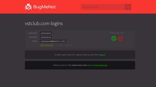 vstclub.com passwords - BugMeNot