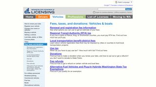 
                            8. WA State Licensing (DOL) Official Site: Vehicle and boat fees ... - Rta Tag Portal