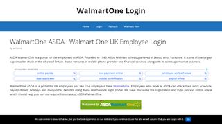 
                            5. Walmart One UK Employee Login - ASDA Walmartone - Asda Colleague Portal