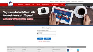 Warid Telecom :: MiFi Login - Jazz - Warid Ecare Portal Page