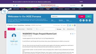 
                            6. WARNING! Virgin Prepaid MasterCard - MoneySavingExpert.com Forums - Virgin Prepaid Card Portal