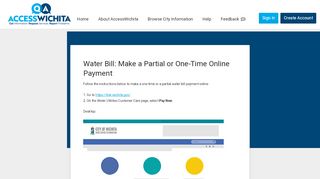 
                            4. Water Bill: Make a Partial or One-Time Online ... - Access Wichita - Wichita Water Portal