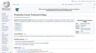
                            3. Waukesha County Technical College - Wikipedia - Wctc Portal