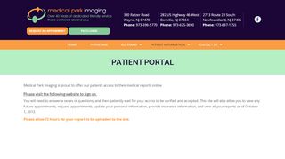 
                            1. Wayne, NJ | Patient Portal - Medical Park Imaging - Medical Park Imaging Portal