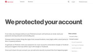 
                            4. We protected your account | Pinterest help - Pinterest Portal Password Reset