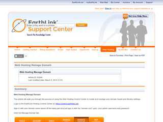 Web Hosting Manage Domain - EarthLink