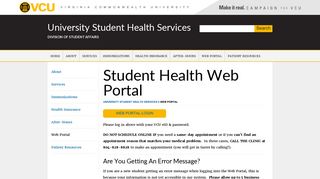 Web Portal | University Student Health Services