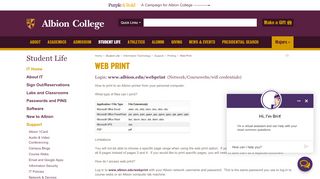 
                            9. Web Print - Albion College - Webprint Portal