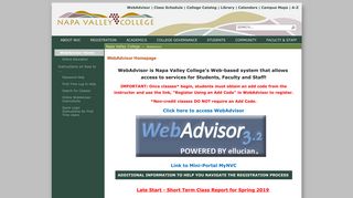 
WebAdvisor Homepage - Napa Valley College
