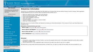 
Webadvisor Information - Wake Technical Community College  
