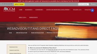 
                            7. WebAdvisor/Titans Direct FAQs - County College of Morris - Ccm Webadvisor Portal