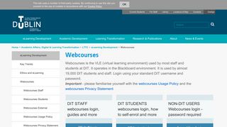 Webcourses - About - DIT - Webcourses Dit Student Portal