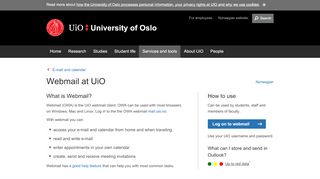 
Webmail at UiO - University of Oslo  
