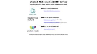
                            5. WebMail - Melbourne Health IT&T Services - Austin Health Staff Portal