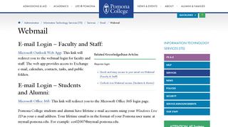 
                            4. Webmail | Pomona College in Claremont, California - Pomona ... - Kaplan Outlook Webmail Login