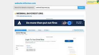 
                            2. webmail.baycrest.org at WI. Outlook Web App - Website Informer - Baycrest Webmail Login