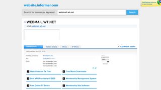 
                            4. webmail.wt.net at Website Informer. Visit Webmail Wt. - Wt Net Email Login