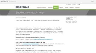 
                            6. Website and Login Help - Blackbaud Knowledgebase - Blackbaud Altru Sign In