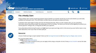 
                            8. Weekly Claims - SC DEW - South Carolina Unemployment Employer Portal