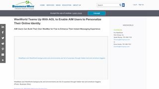 
                            1. WeeWorld Teams Up With AOL to Enable AIM Users to ... - Aim Weeworld Com Portal