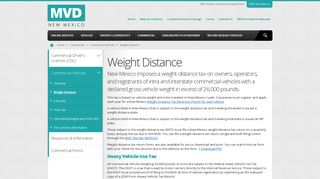 Weight Distance - NM Motor Vehicle Division - My Wdt Portal