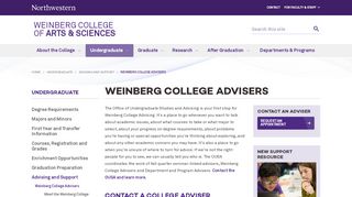 Weinberg College Advisers: Weinberg College - Northwestern ... - Northwestern College Student Hub Portal