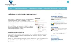 
                            8. Weiss Research Reviews - Legit or Scam? - Weiss Research Portal
