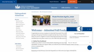 
                            9. Welcome – Admitted Fall Freshmen - Seton Hall University - Piratenet Portal