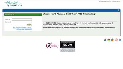 Welcome Health Advantage Credit Union's FREE Online Banking!