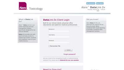 Welcome to Alere Toxicology Services - Login