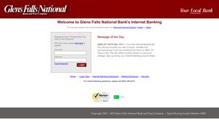 Welcome to Glens Falls National Bank's Internet Banking - Glens Falls National Bank Online Portal