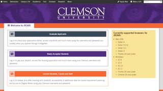 
                            2. Welcome to iROAR | Clemson University, South Carolina - Clemson Portal