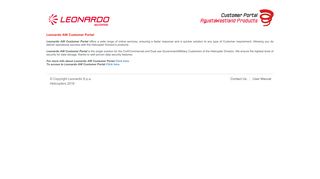 
                            1. Welcome to Leonardo AW Customer Portal - Leonardo Helicopters Customer Portal