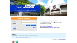 
Welcome to OnePass - CUHK  
