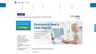 
Welcome to Sam's Club Payroll powered by Execupay
